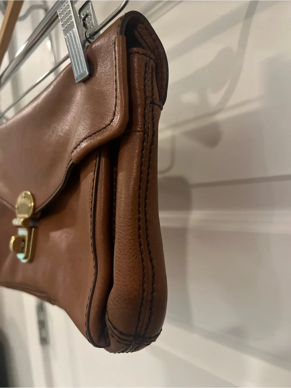 Vintage Fossil Brown Leather Envelope Clutch Handbag